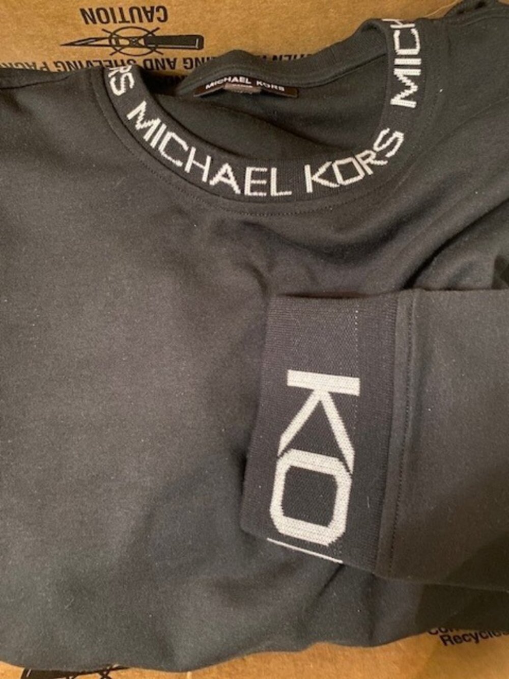 Black Michael Kors Logo Trim Cotton Blend Sweater